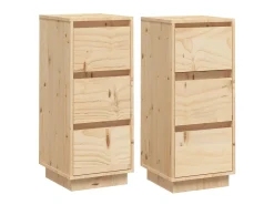 Aparador 2 uds madera maciza de pino 32x34x75 cm ES77844