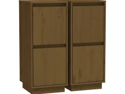 Aparador 2 uds madera maciza de pino marrón miel 31,5x34x75 cm ES13166
