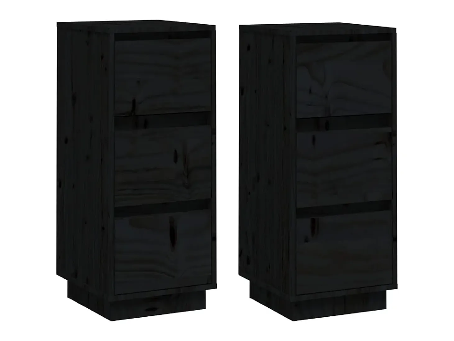 Aparador 2 uds madera maciza de pino negro 32x34x75 cm ES24678