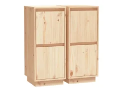 Aparador 2 uds madera maciza de pino 31,5x34x75 cm