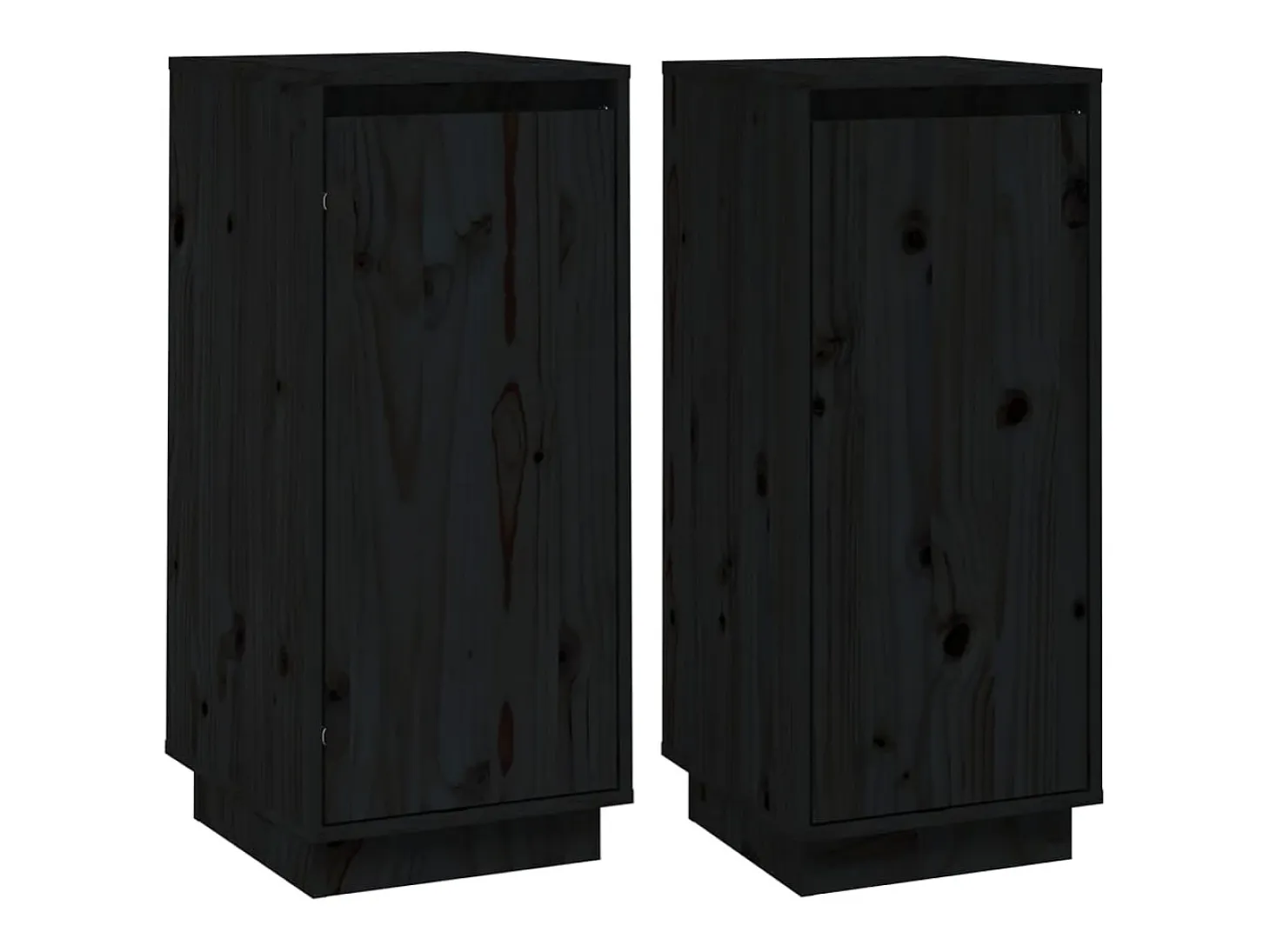 Aparador 2 unidades madera maciza de pino negro 31,5x34x75 cm