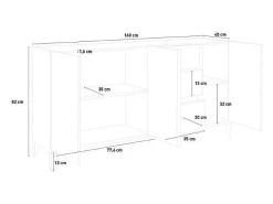 Aparador 160 x 40 cm 3 puertas 3 cajones deslizantes vestíbulo salón Rebecca