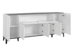 Aparador 200 x 40 cm diseño 5 puertas compartimento batiente vestíbulo salón Stephanie