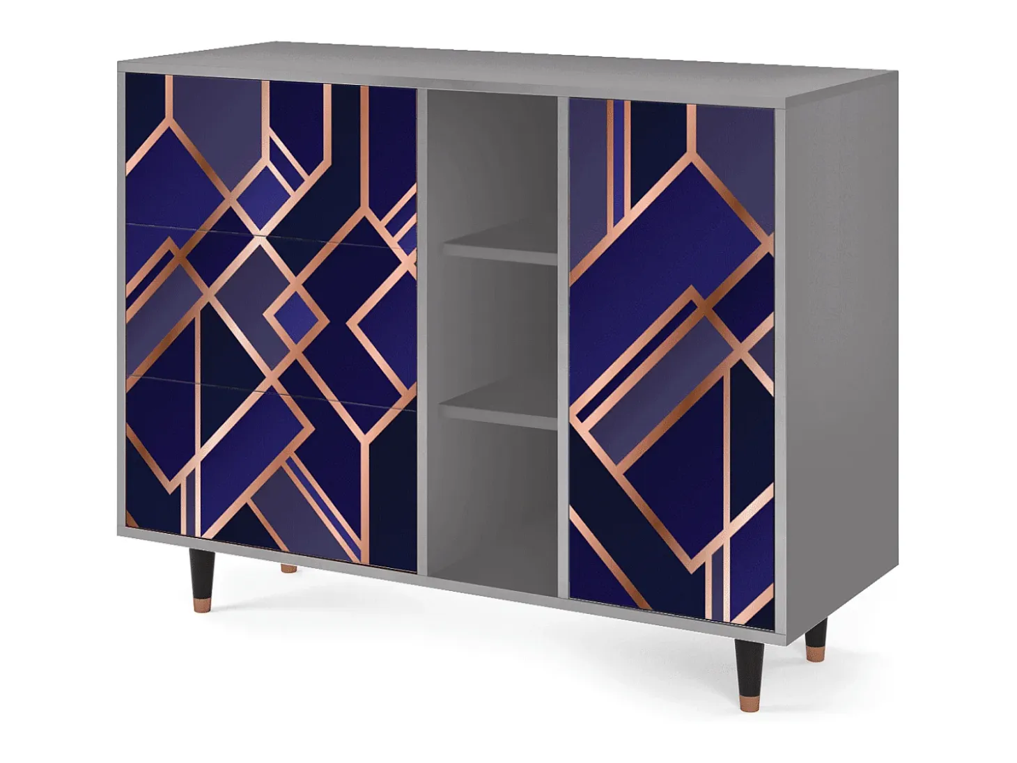 Aparador - 125x98x48 cm - BS2 - Aquamarine Getsby, Gris