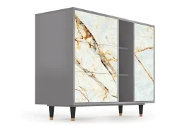 Aparador - 125x98x48 cm - BS2 - Arenay Marble, Gris