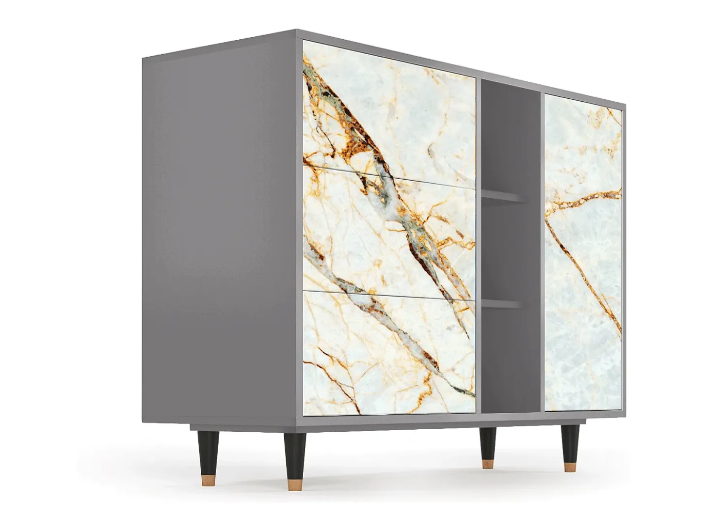 Aparador - 125x98x48 cm - BS2 - Arenay Marble, Gris
