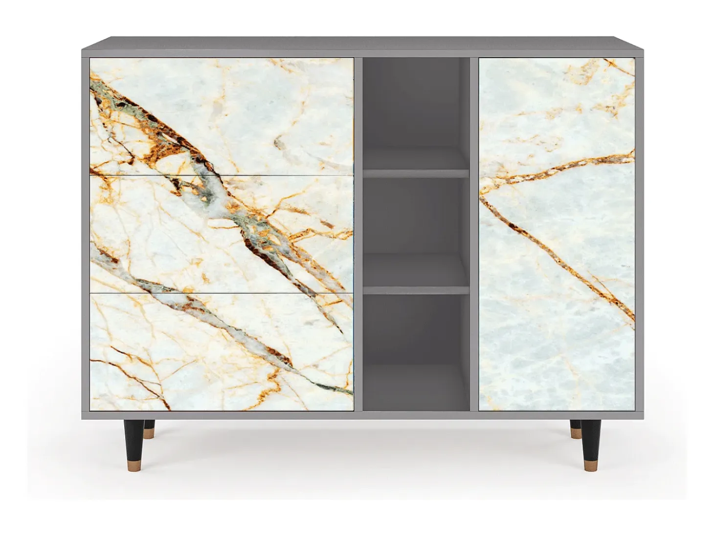 Aparador - 125x98x48 cm - BS2 - Arenay Marble, Gris