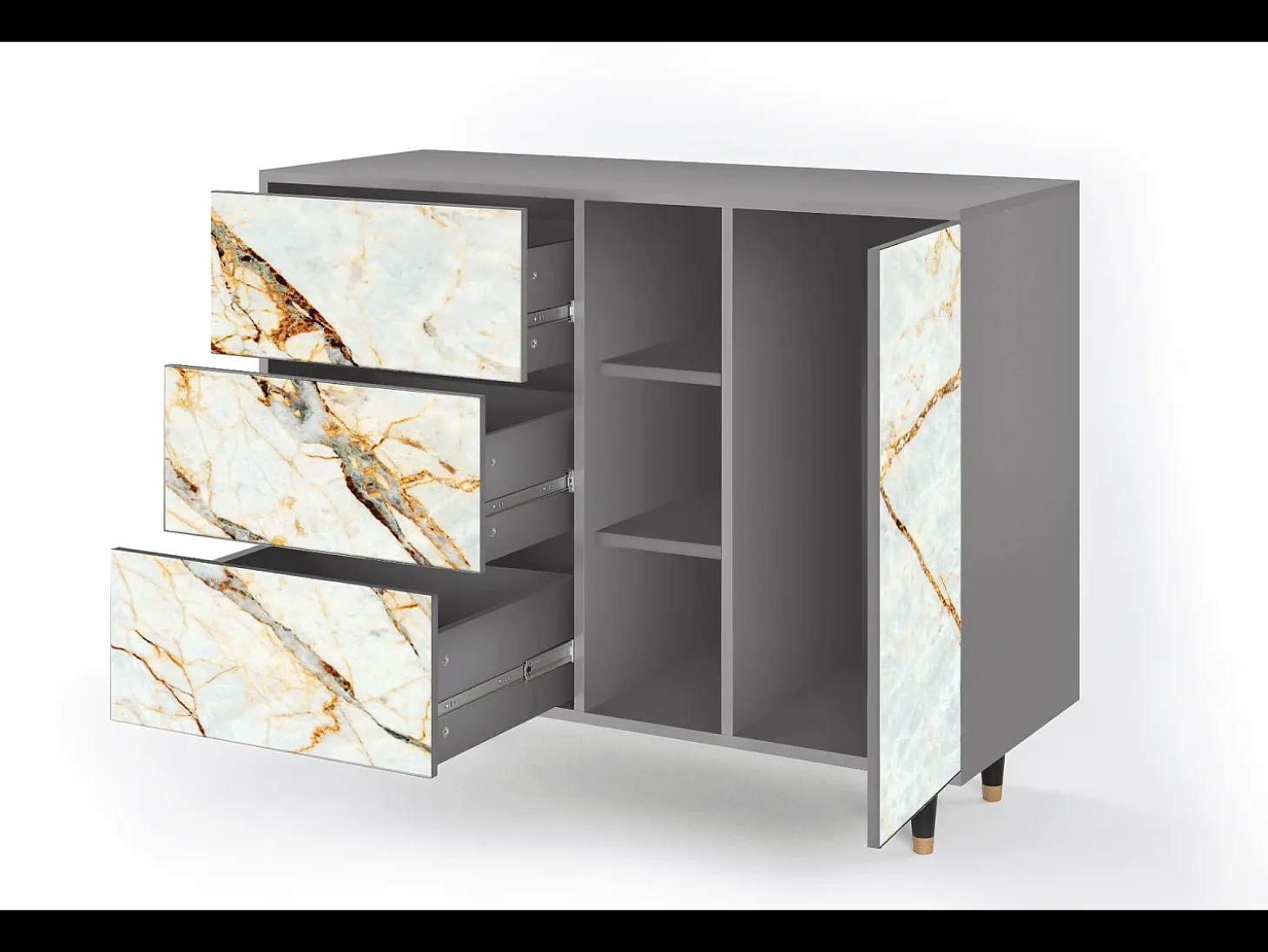 Aparador - 125x98x48 cm - BS2 - Arenay Marble, Gris