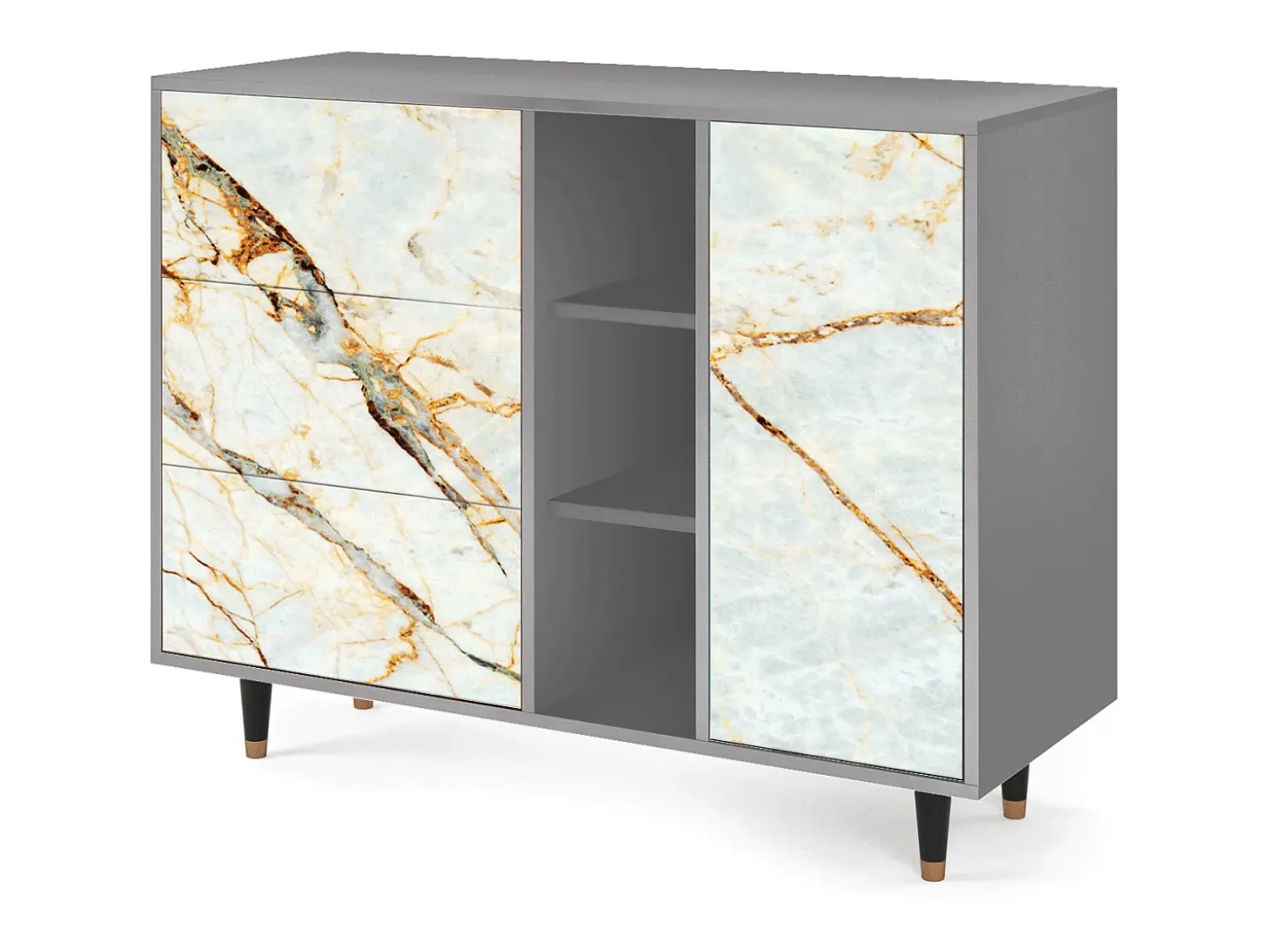 Aparador - 125x98x48 cm - BS2 - Arenay Marble, Gris