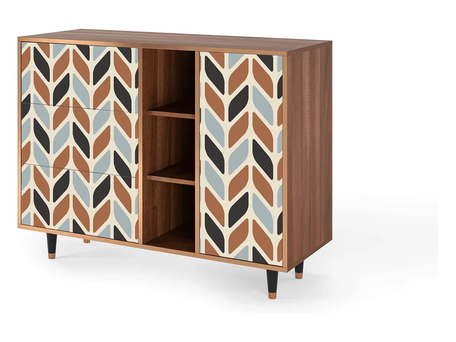 Aparador - 125x98x48 cm - BS2 - Beige Laure, Nogal