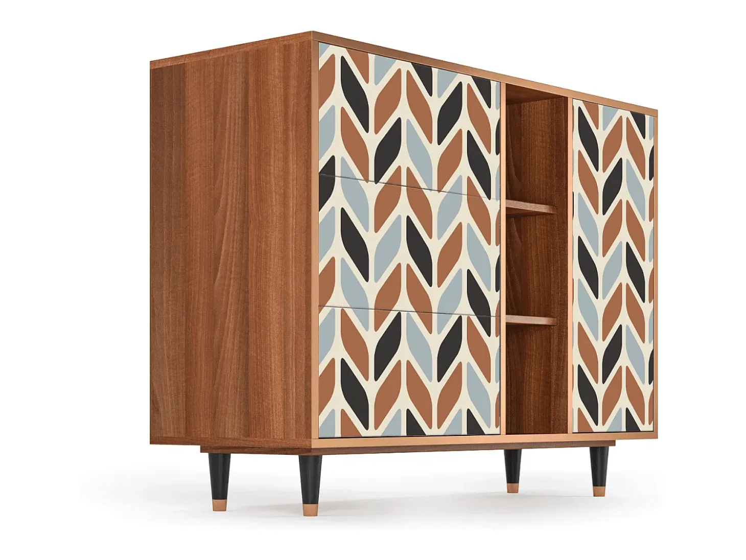 Aparador - 125x98x48 cm - BS2 - Beige Laure, Nogal