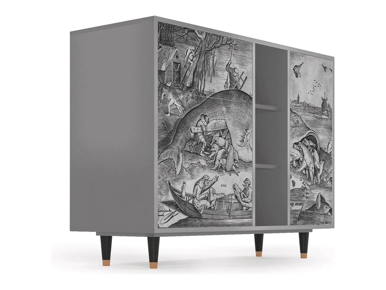 Aparador - 125x98x48 cm - BS2 - Big Fish Eat Little, Gris