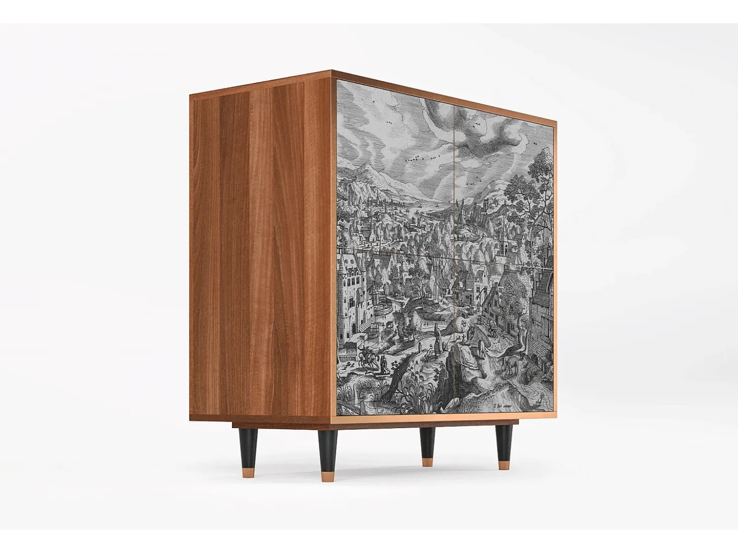 Aparador - 94x96x48 cm - BS3 - Bird Dropping, Nogal