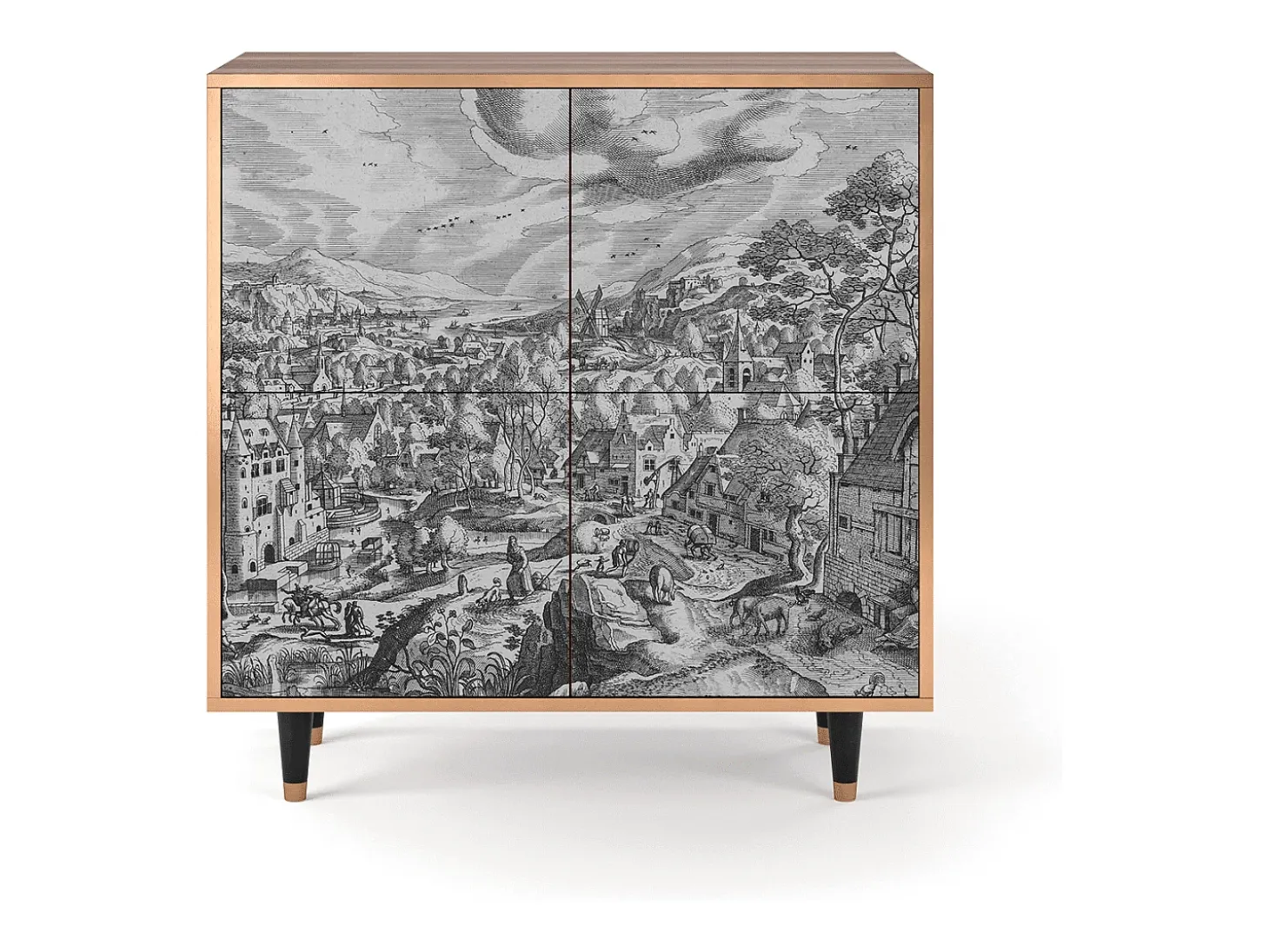 Aparador - 94x96x48 cm - BS3 - Bird Dropping, Nogal