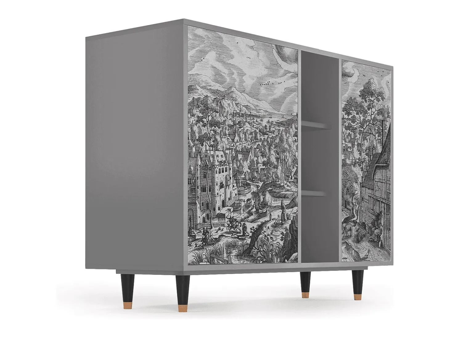 Aparador - 125x98x48 cm - BS2 - Bird Dropping, Gris
