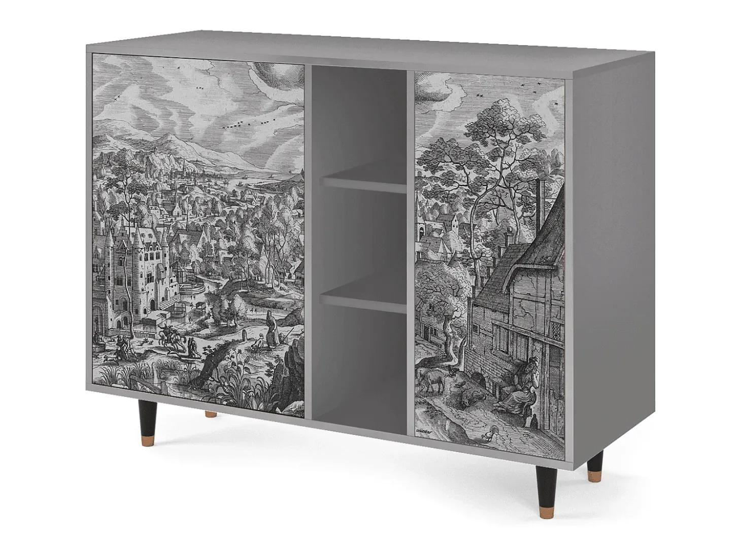 Aparador - 125x98x48 cm - BS2 - Bird Dropping, Gris