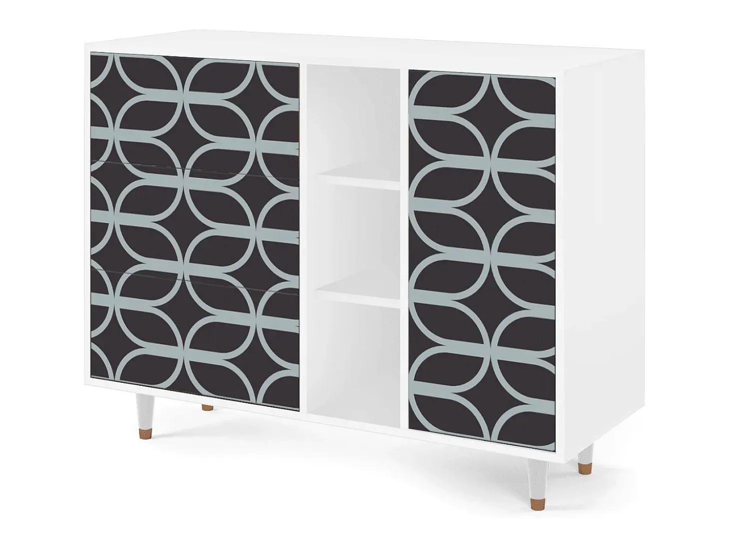Aparador - 125x98x48 cm - BS2 - Braided Blue, Blanco