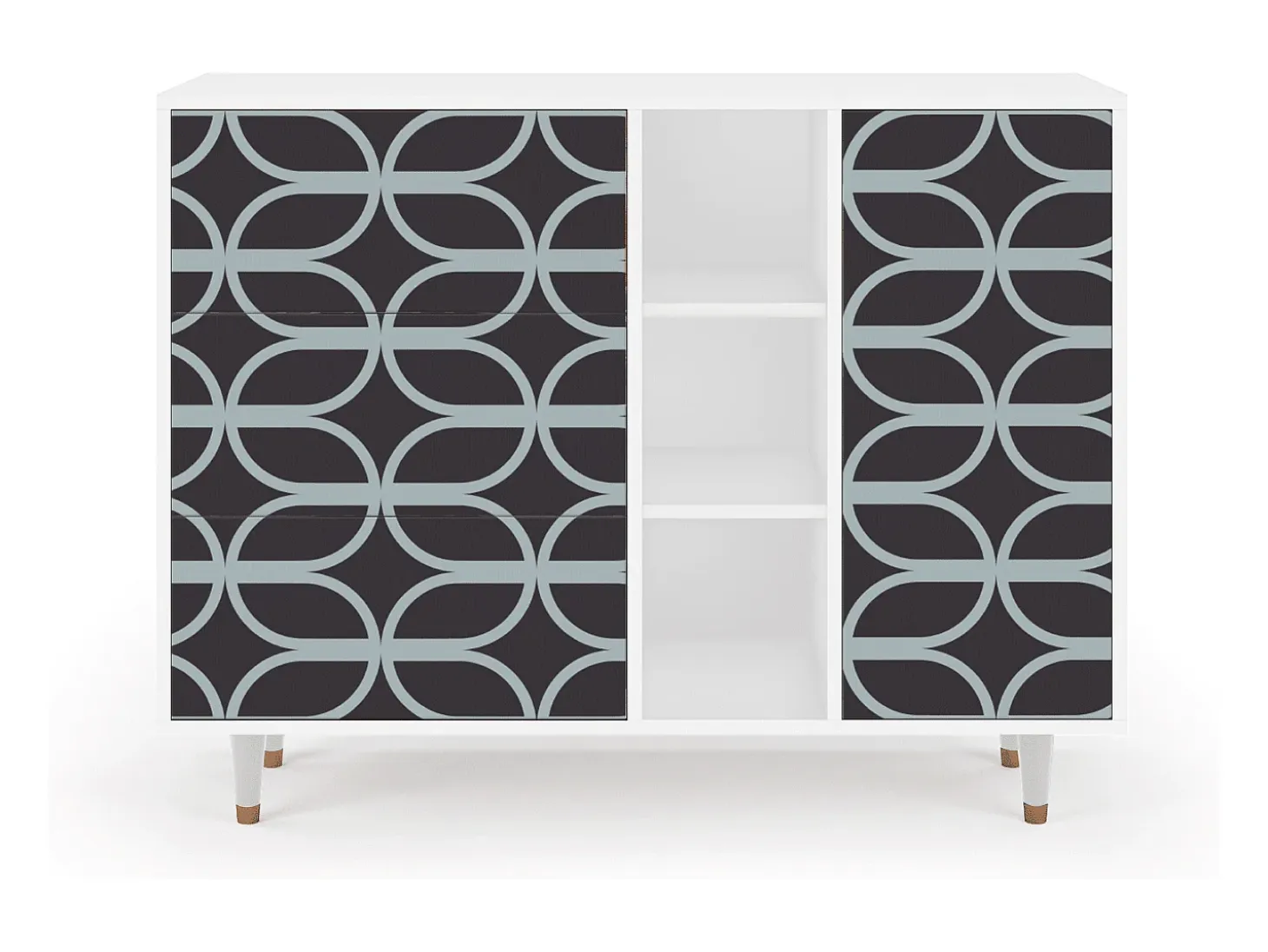 Aparador - 125x98x48 cm - BS2 - Braided Blue, Blanco