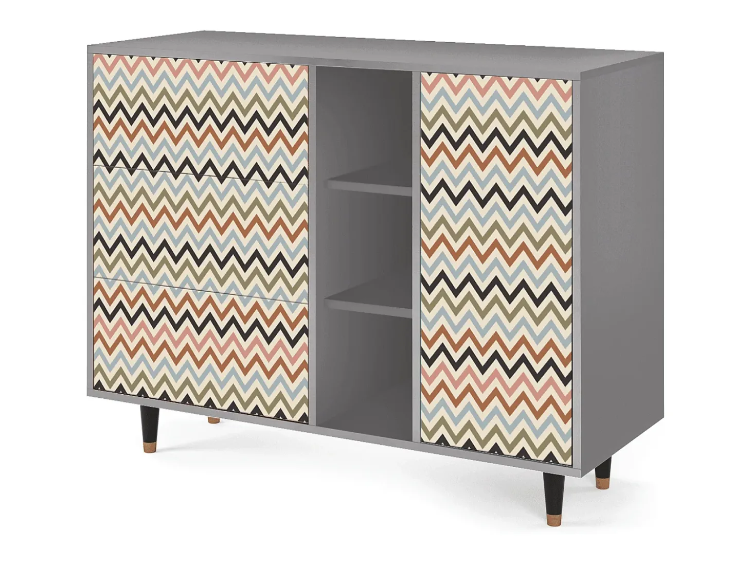 Aparador - 125x98x48 cm - BS2 - Bright Ripple, Gris