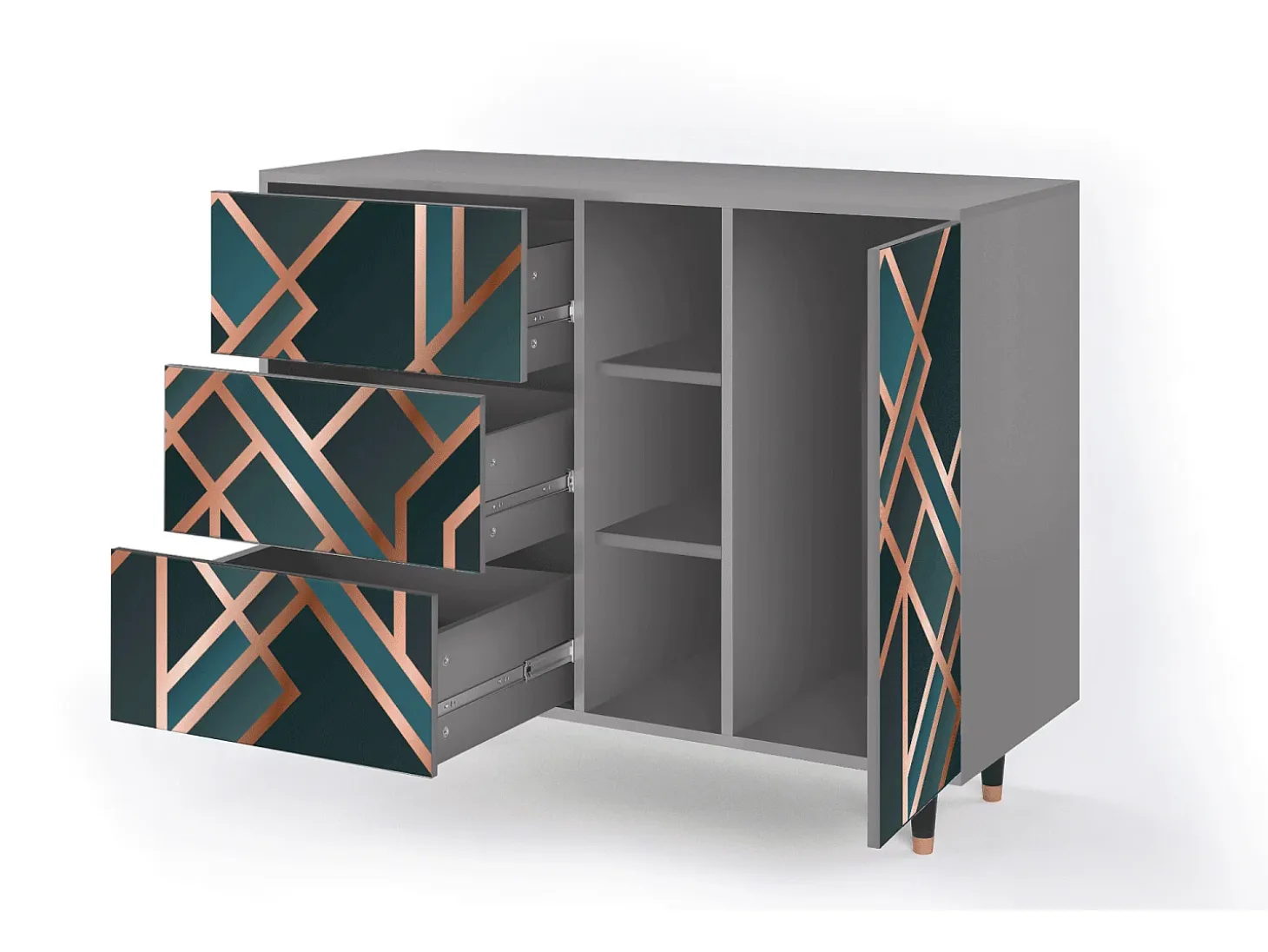 Aparador - 125x98x48 cm - BS2 - Bronze Crossroad, Gris