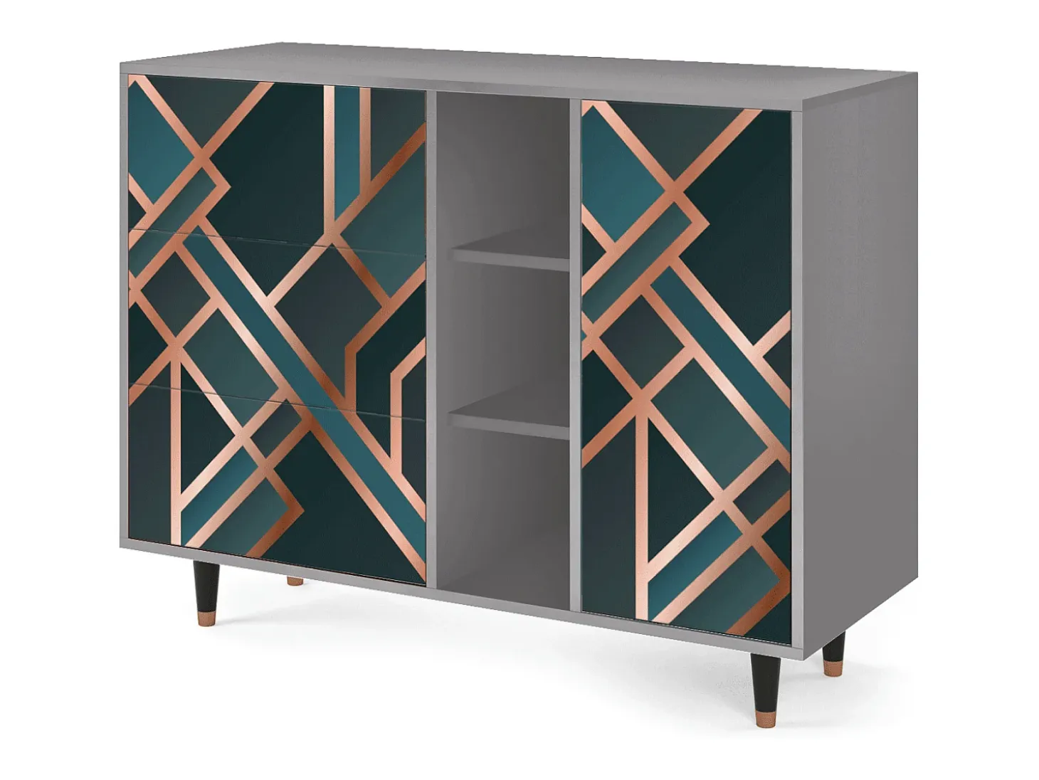 Aparador - 125x98x48 cm - BS2 - Bronze Crossroad, Gris