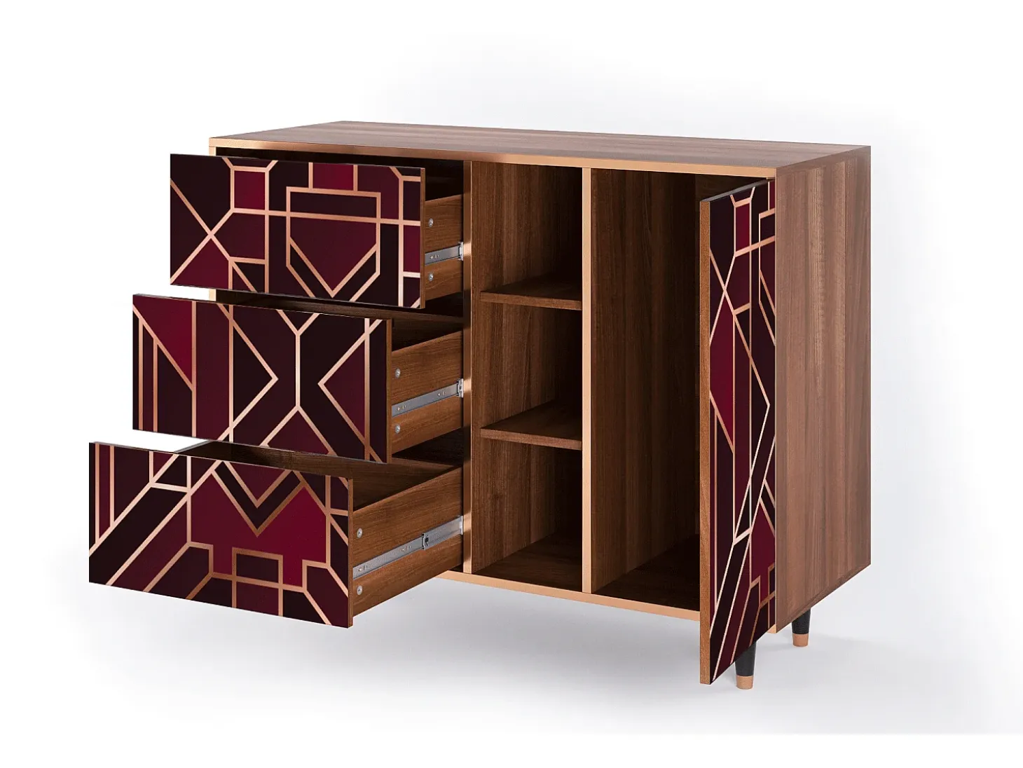 Aparador - 125x98x48 cm - BS2 - Burgundy Jewelery, Nogal