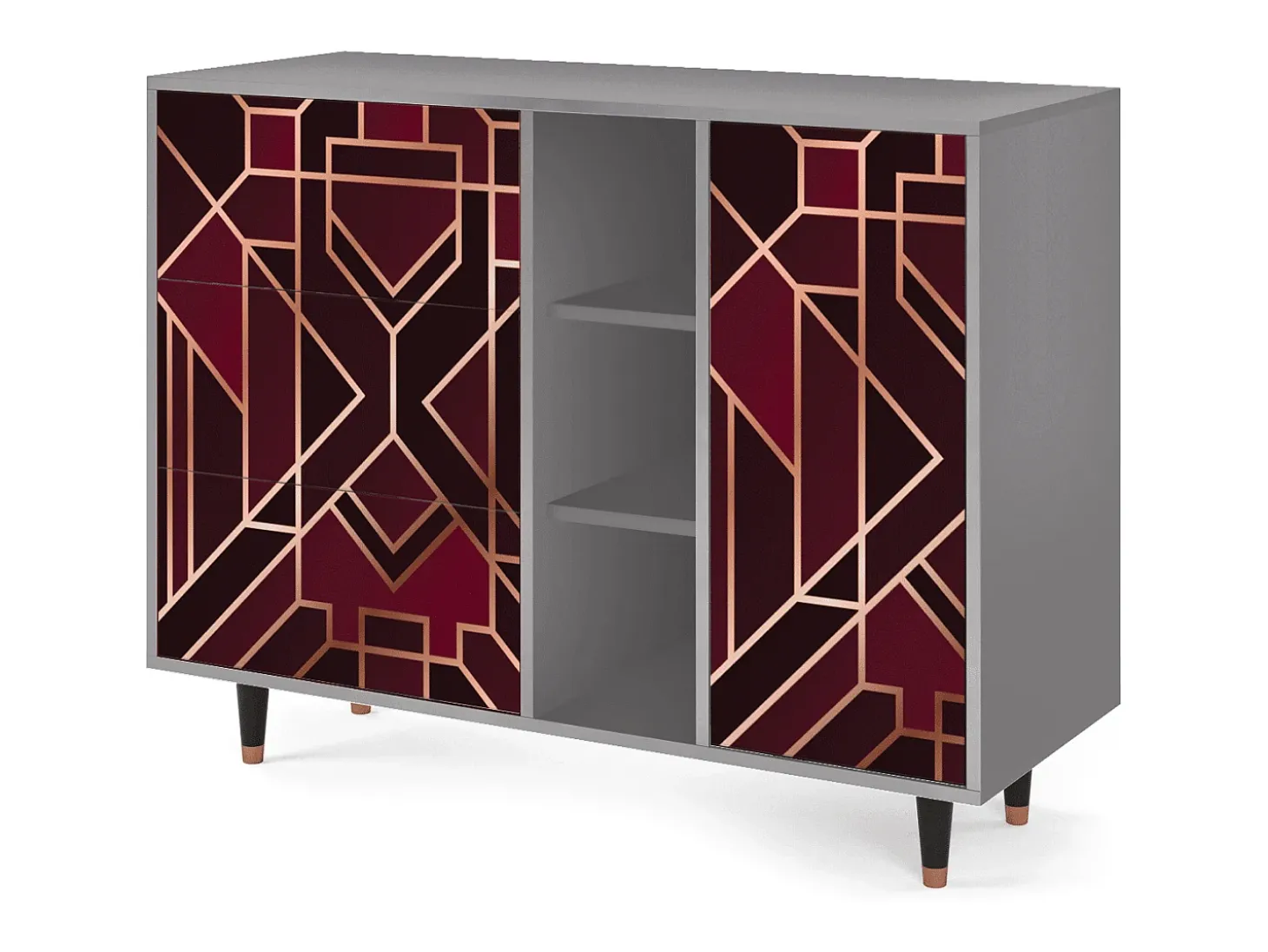 Aparador - 125x98x48 cm - BS2 - Burgundy Jewelery, Gris