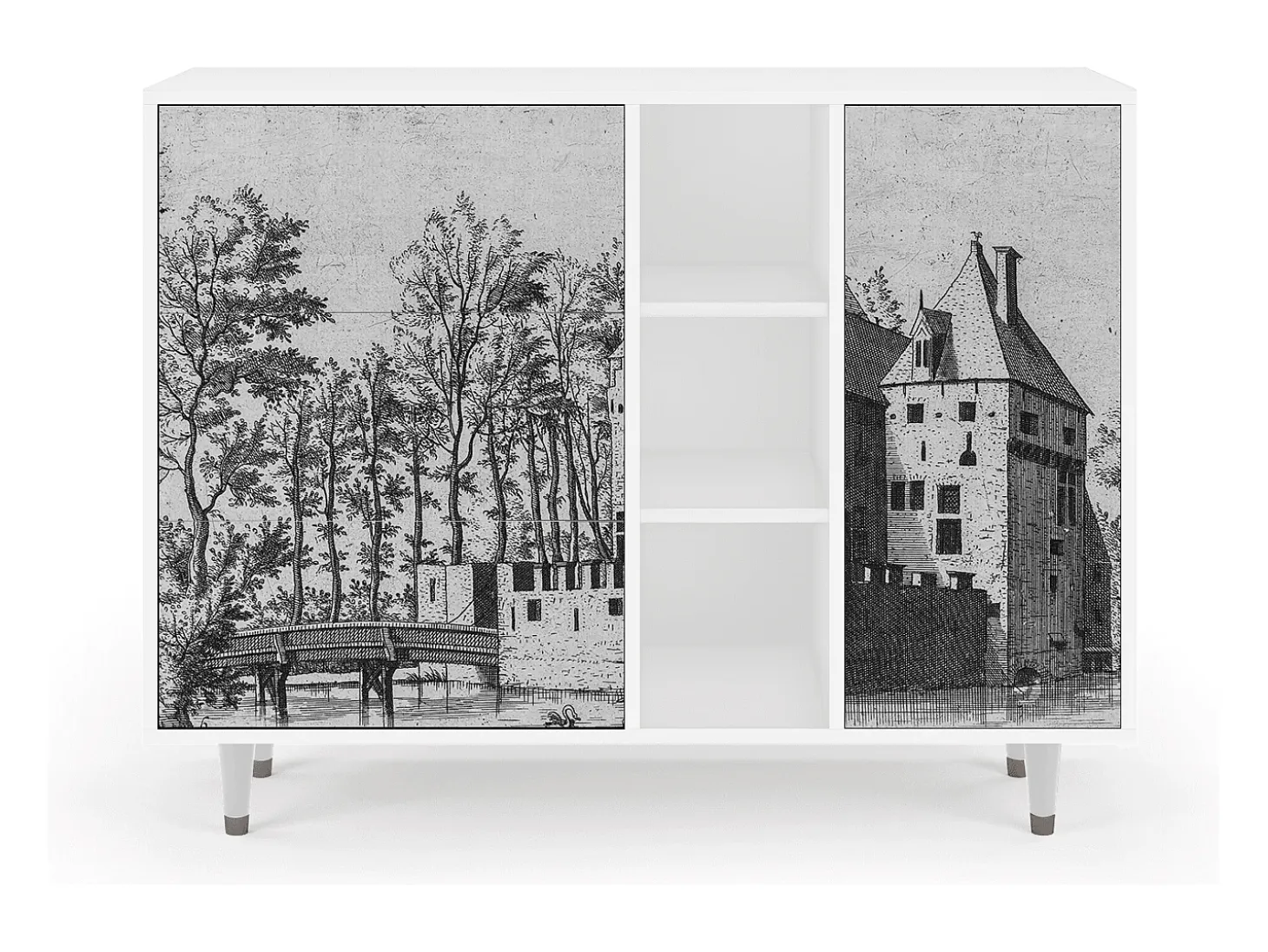 Aparador - 125x98x48 cm - BS2 - Castle with Bridge, Blanco