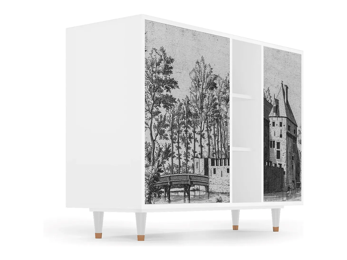 Aparador - 125x98x48 cm - BS2 - Castle with Bridge, Blanco