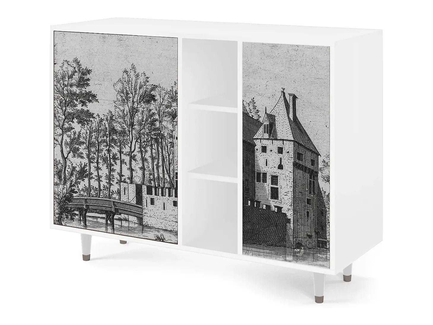 Aparador - 125x98x48 cm - BS2 - Castle with Bridge, Blanco