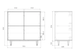 Aparador - 94x96x48 cm - BS3 - Champagne Story, Antracita