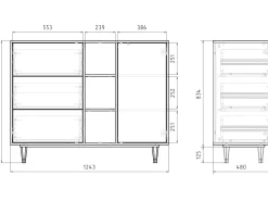 Aparador - 125x98x48 cm - BS2 - Champagne Story, Antracita