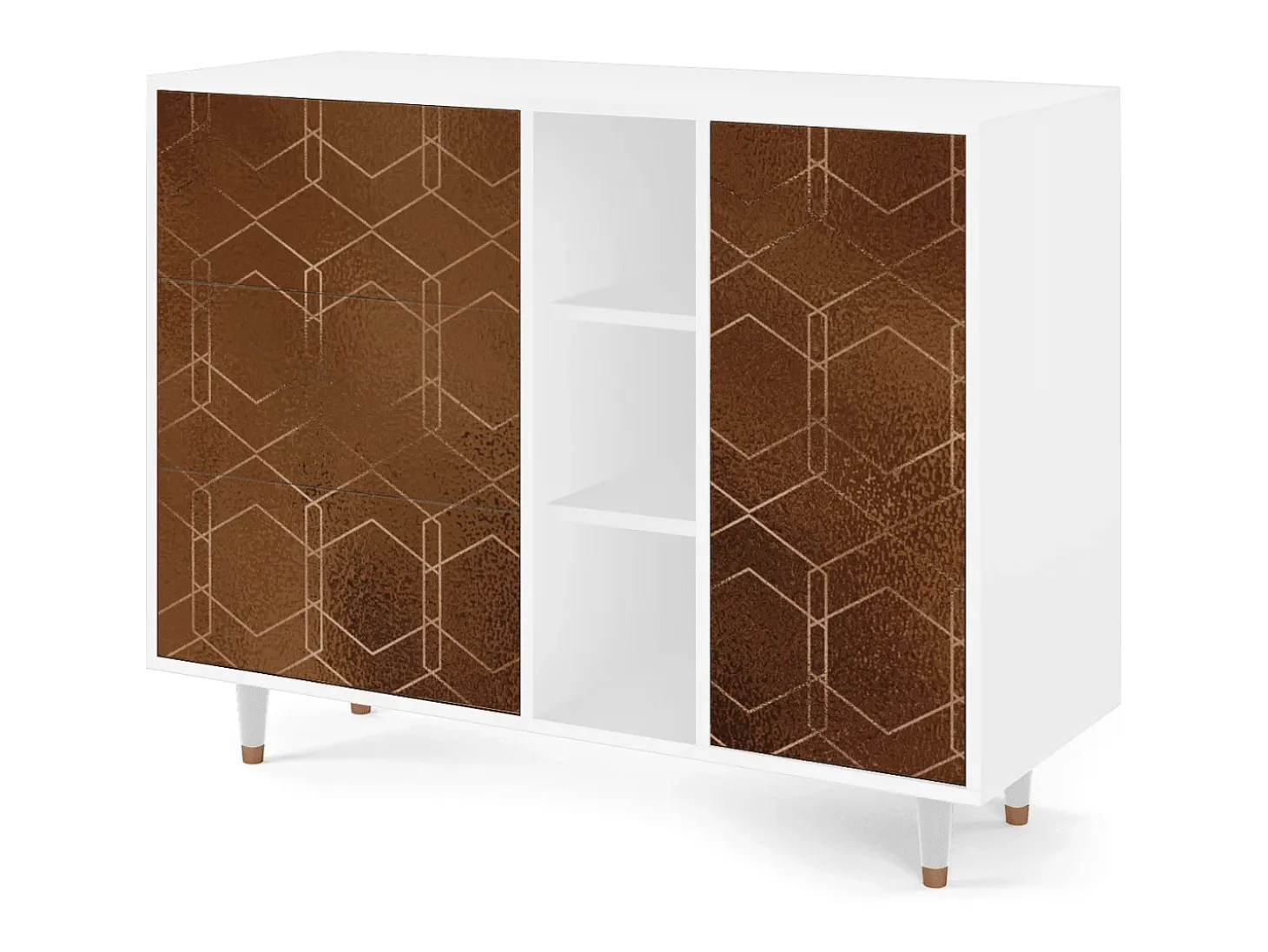 Aparador - 125x98x48 cm - BS2 - Chocolate Bar, Blanco