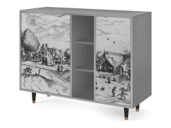 Aparador - 125x98x48 cm - BS2 - Country Village, Gris