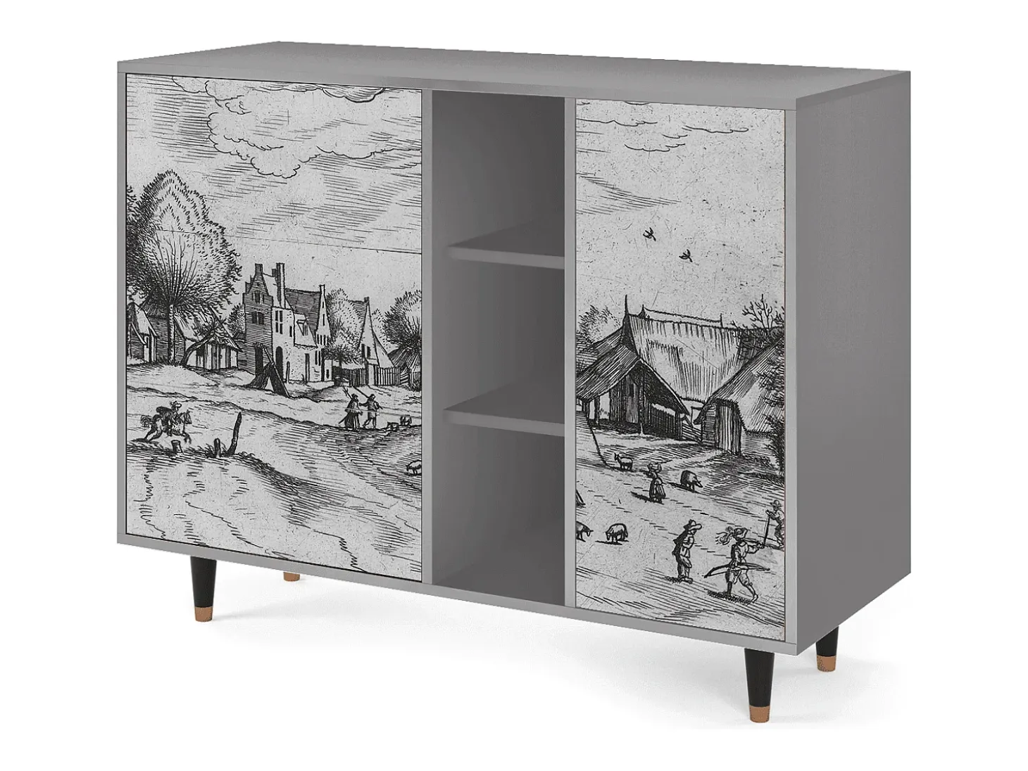 Aparador - 125x98x48 cm - BS2 - Country Village, Gris