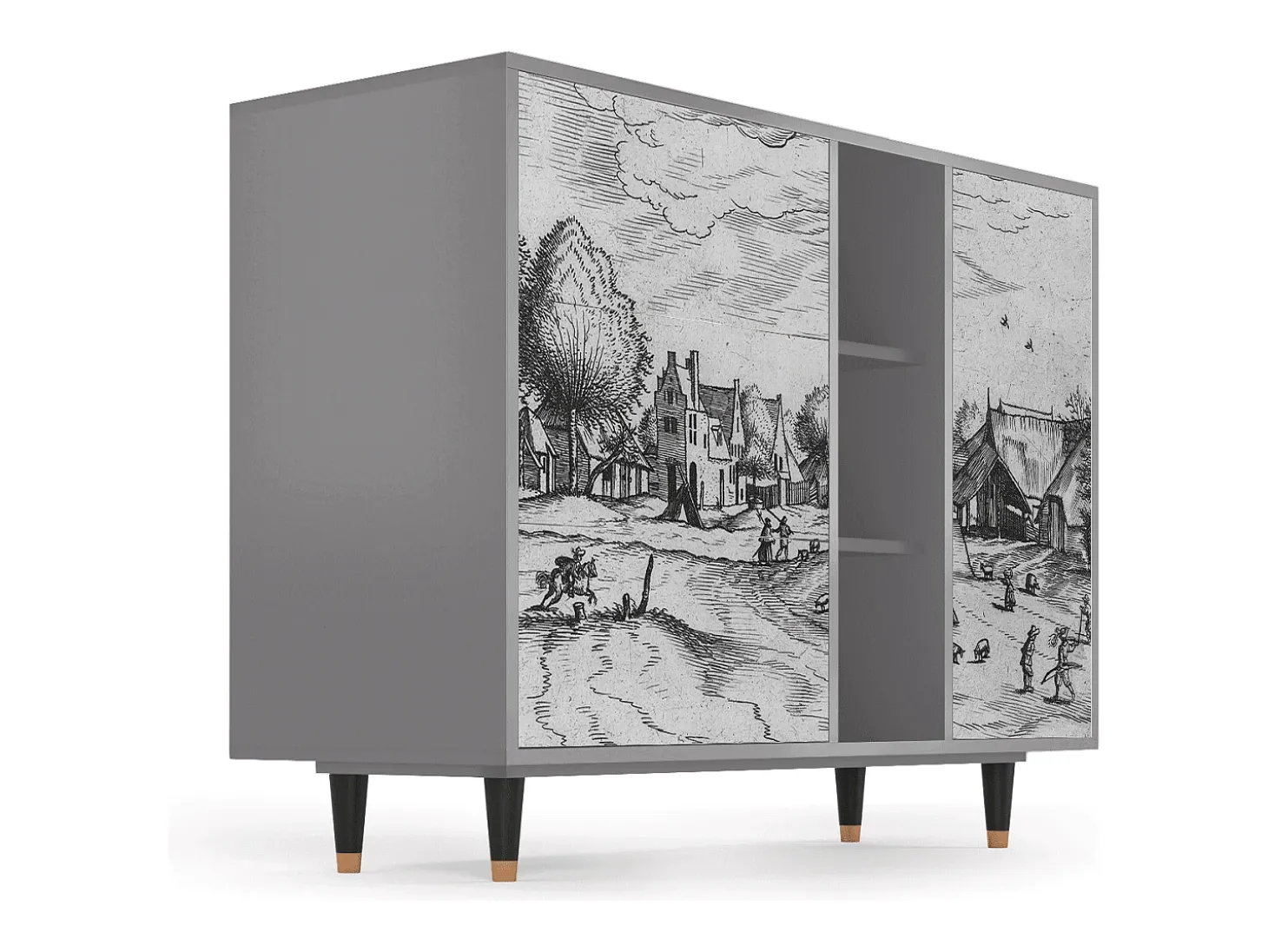Aparador - 125x98x48 cm - BS2 - Country Village, Gris