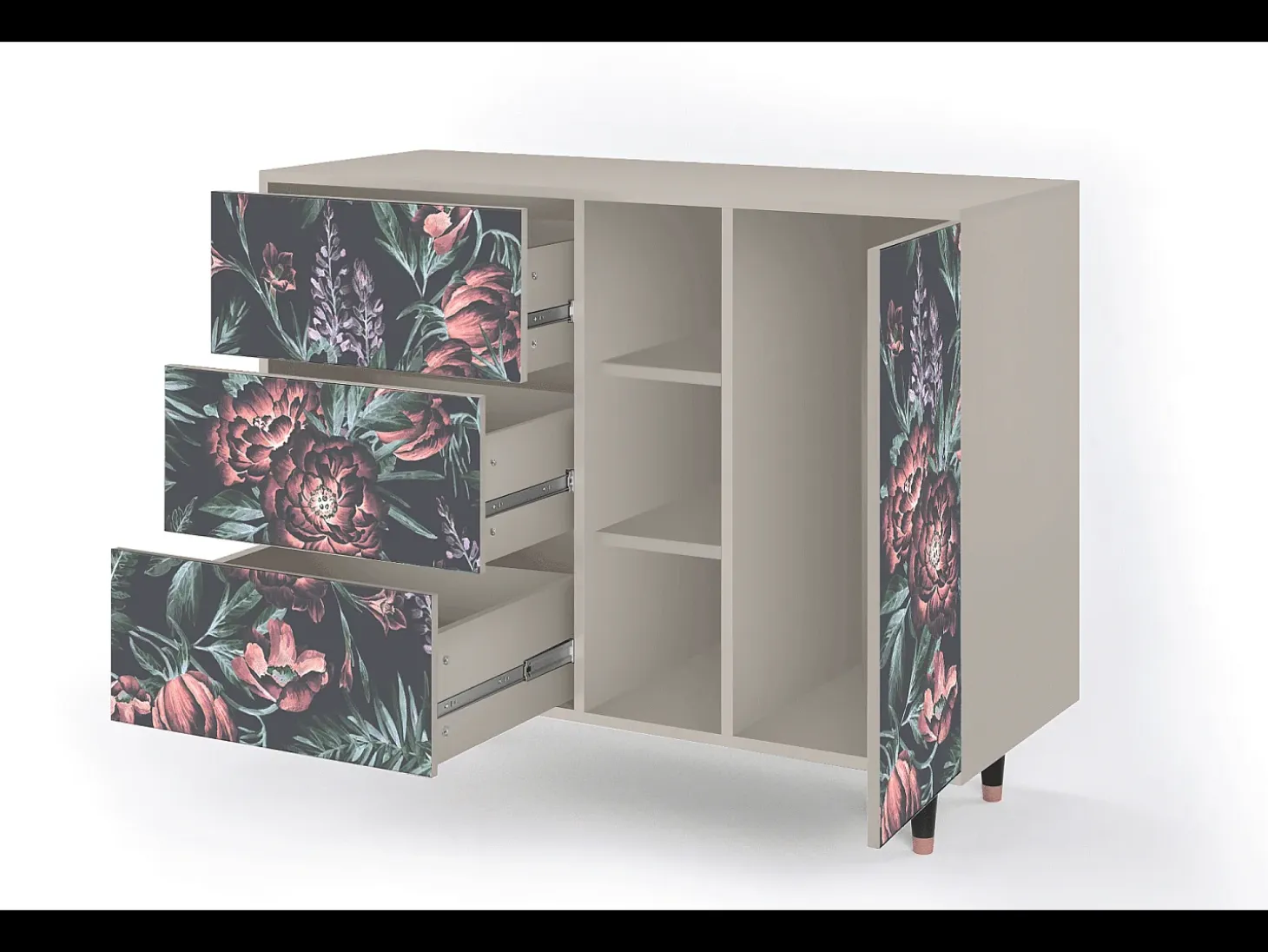 Aparador - 125x98x48 cm - BS2 - Dark Peonies, Arena