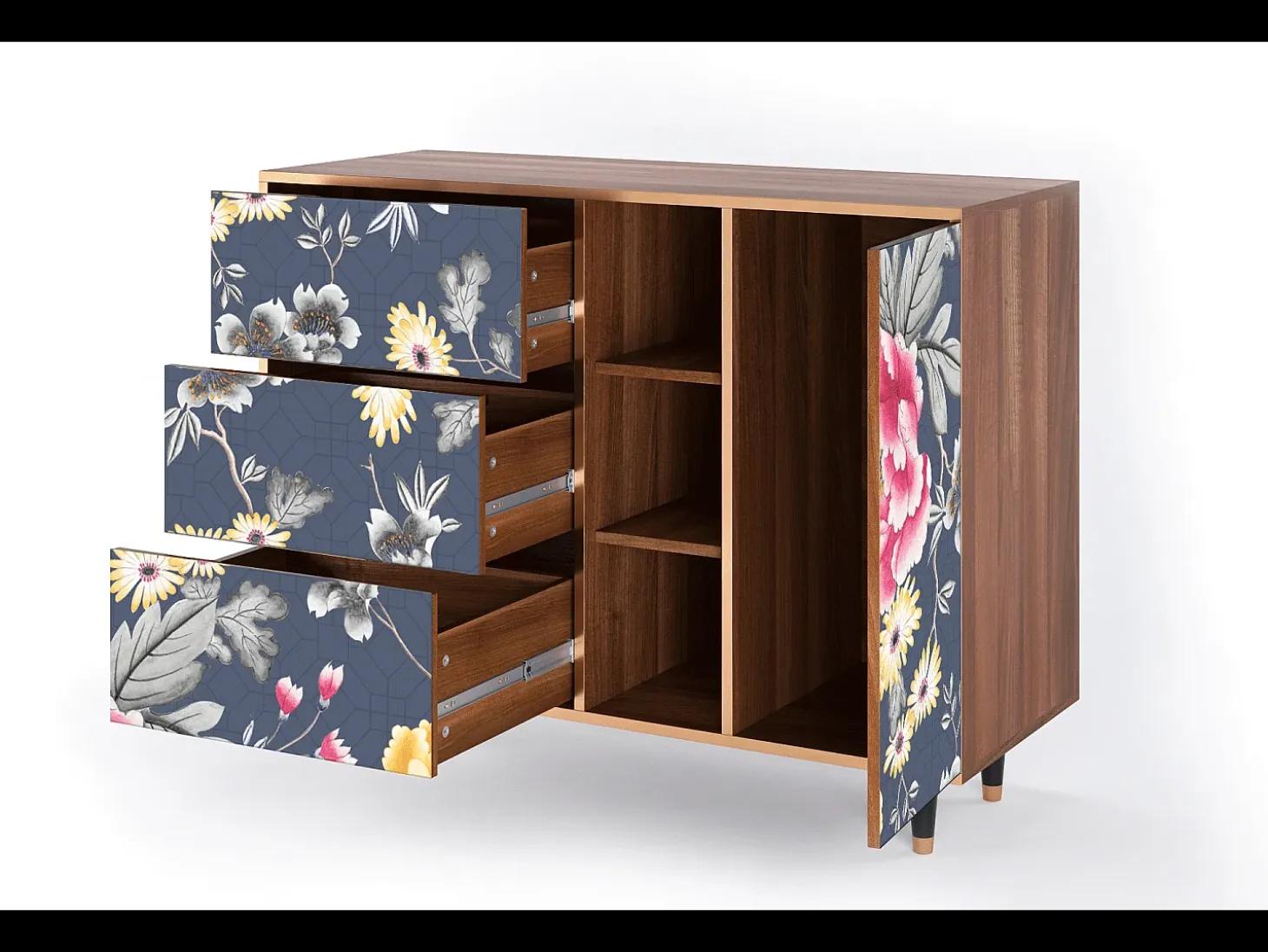 Aparador - 125x98x48 cm - BS2 - Dark Flower Bed, Nogal
