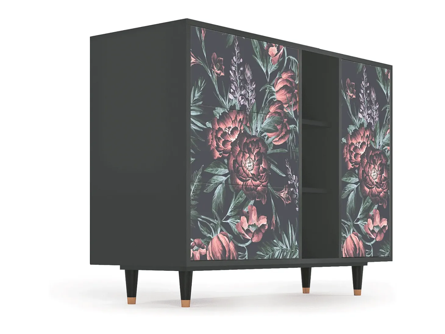 Aparador - 125x98x48 cm - BS2 - Dark Peonies, Antracita