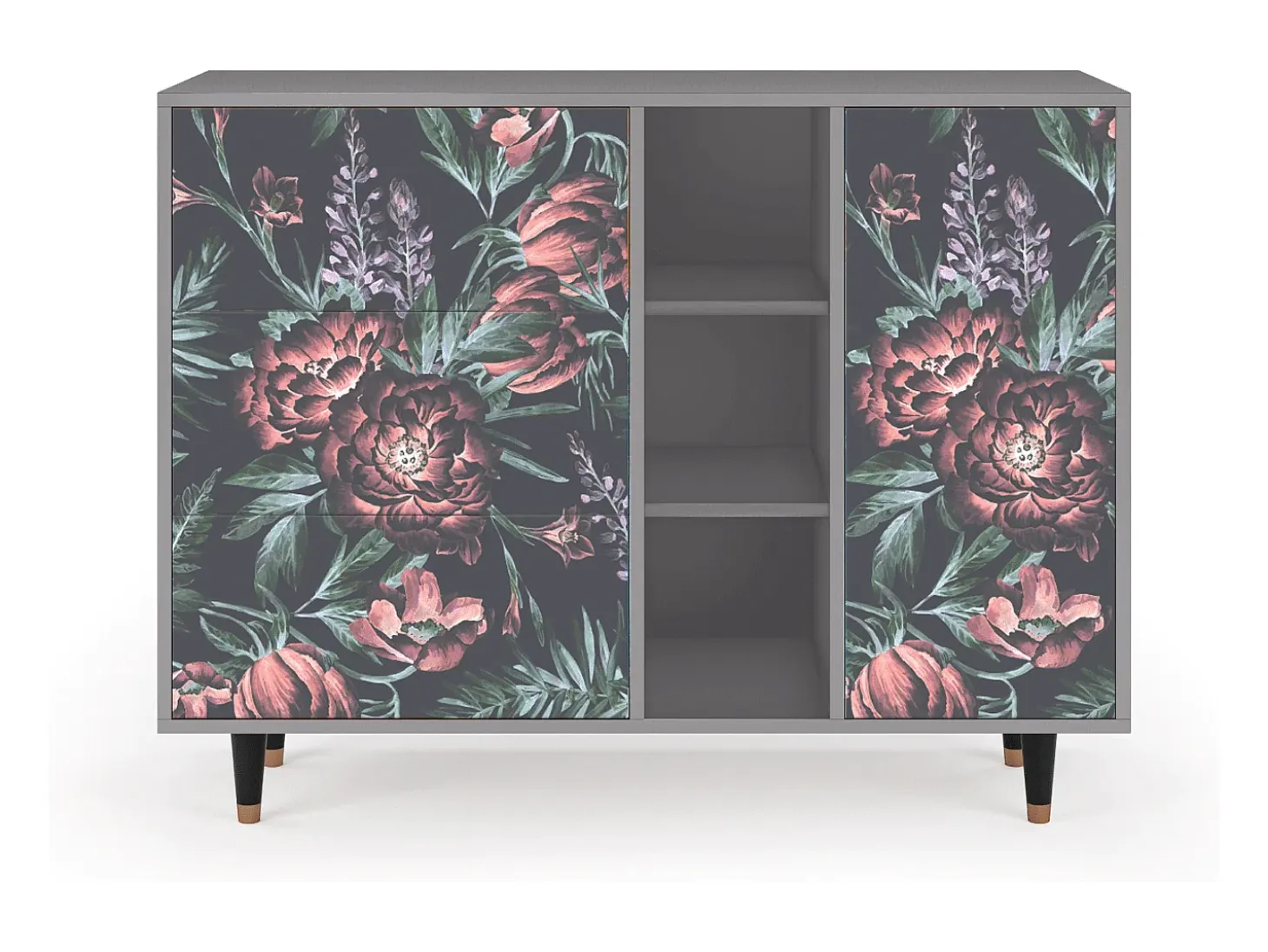 Aparador - 125x98x48 cm - BS2 - Dark Peonies, Gris