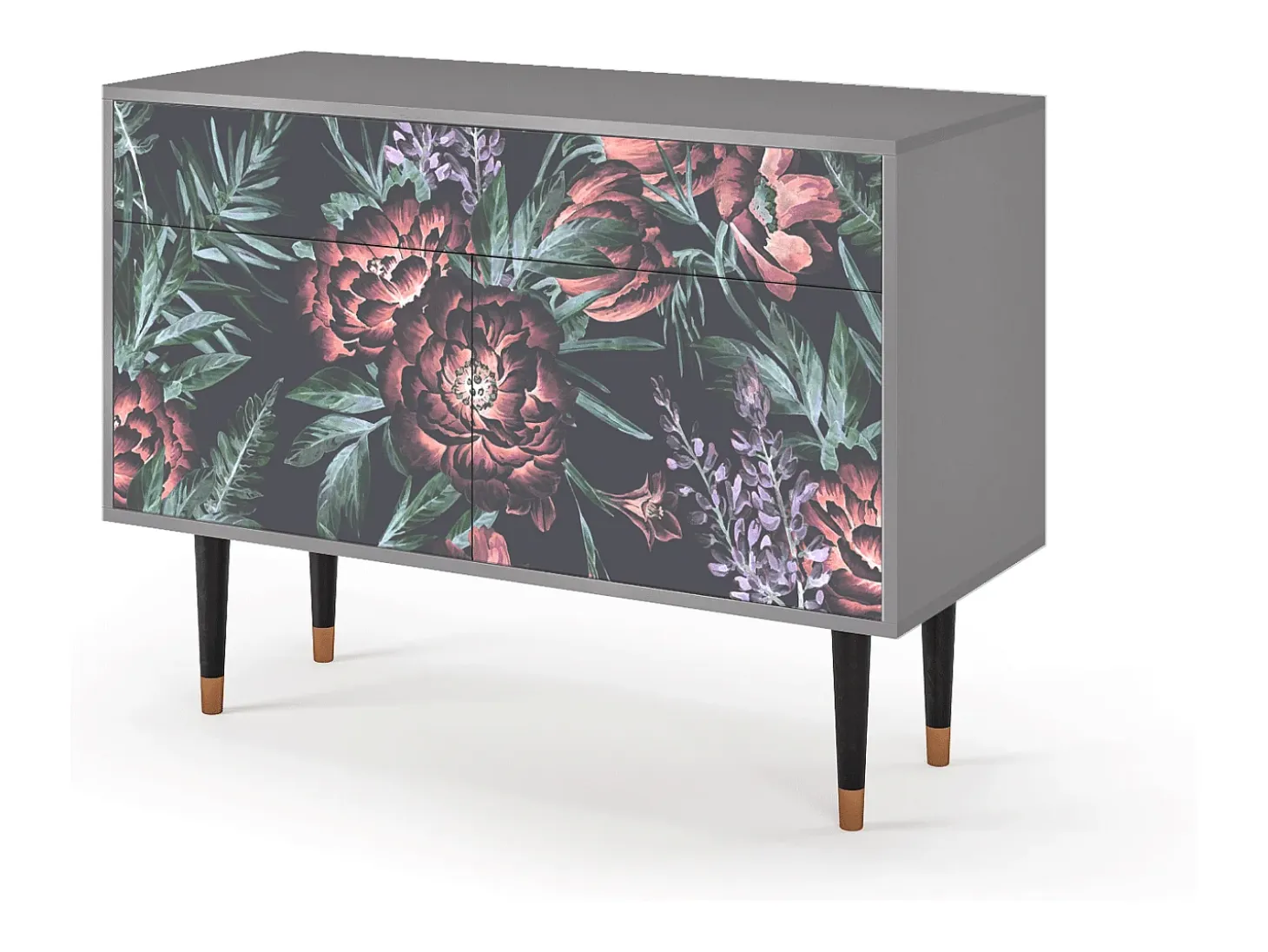 Aparador - 115x85x48 cm - BS4 - Dark Peonies, Gris