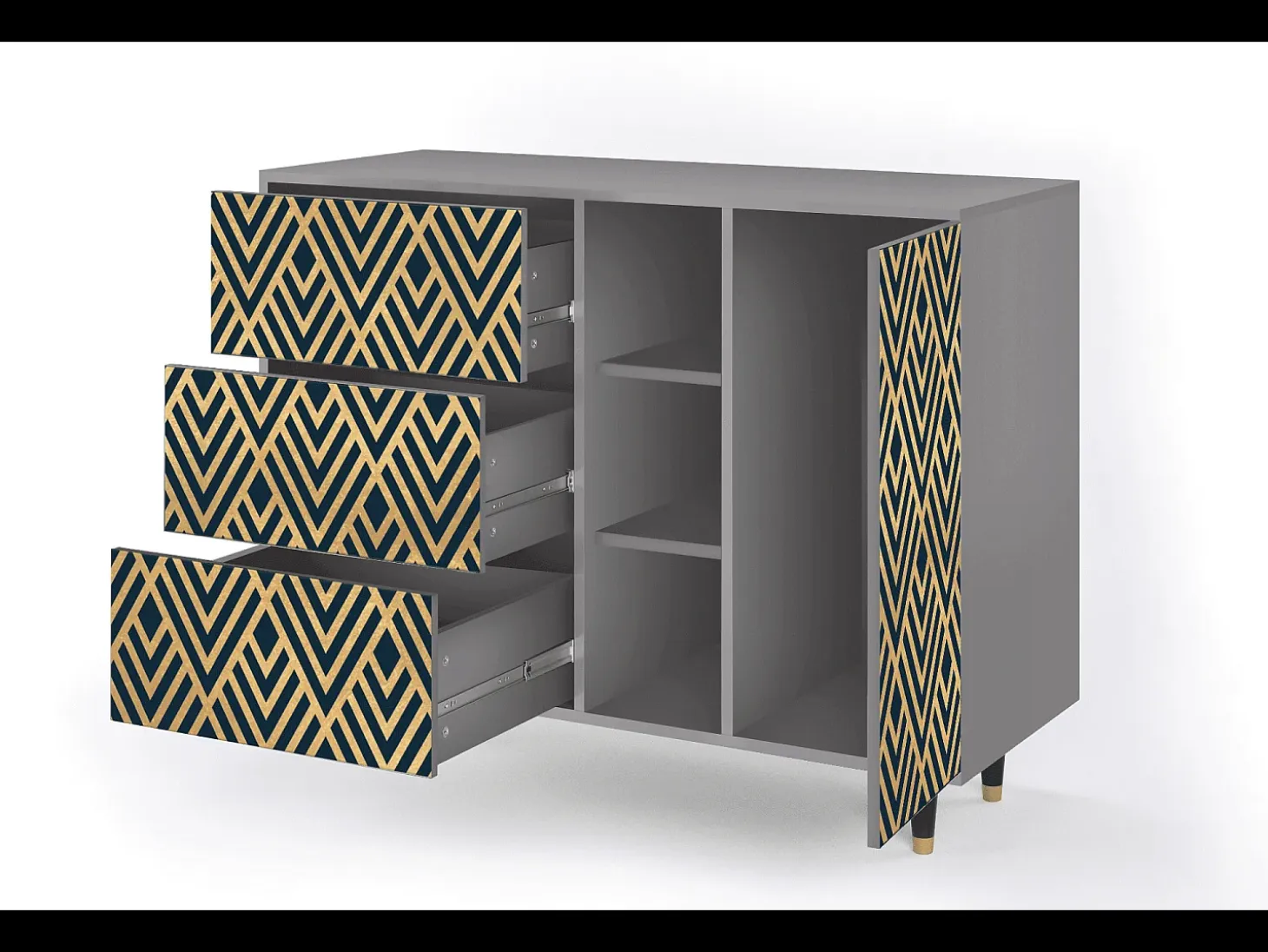 Aparador - 125x98x48 cm - BS2 - Egypt Triangles, Gris