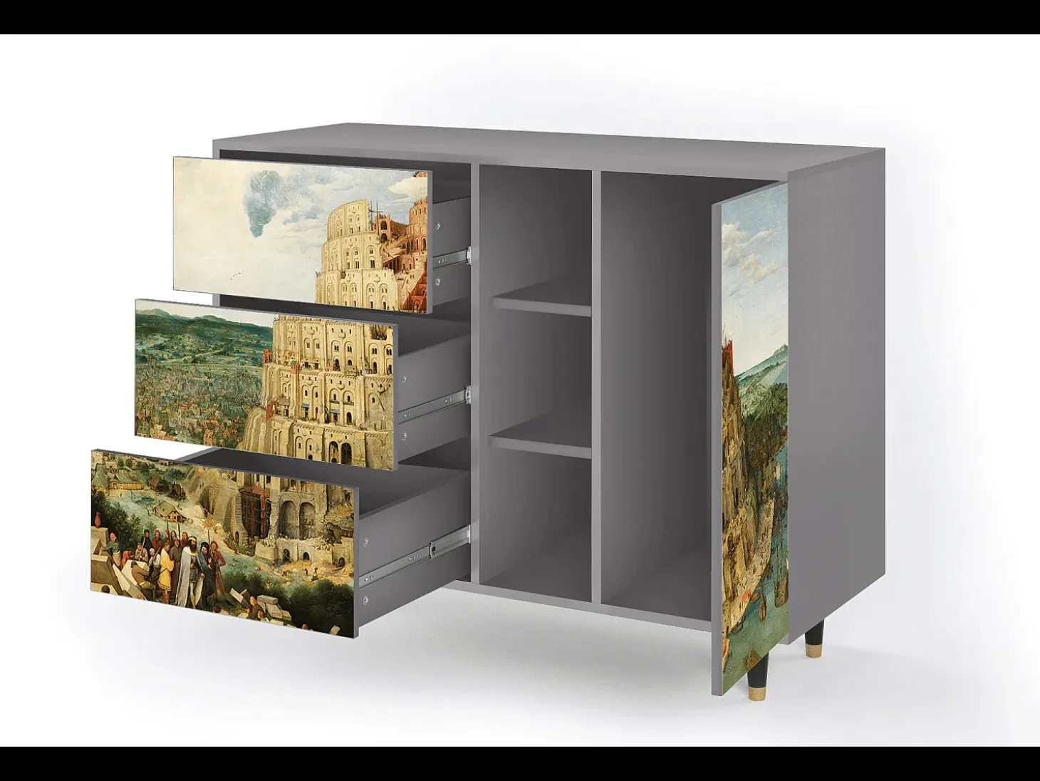 Aparador - 125x98x48 cm - BS2 - Elder The Tower, Gris