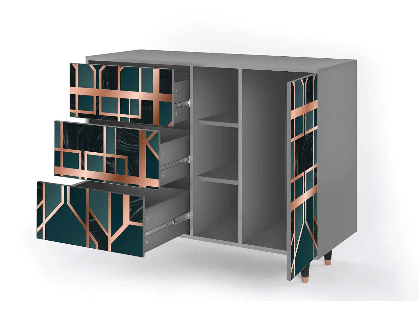 Aparador - 125x98x48 cm - BS2 - Emerald Metro, Gris