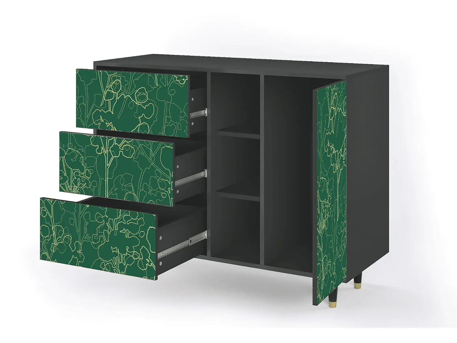 Aparador - 125x98x48 cm - BS2 - Emerald Forest, Antracita