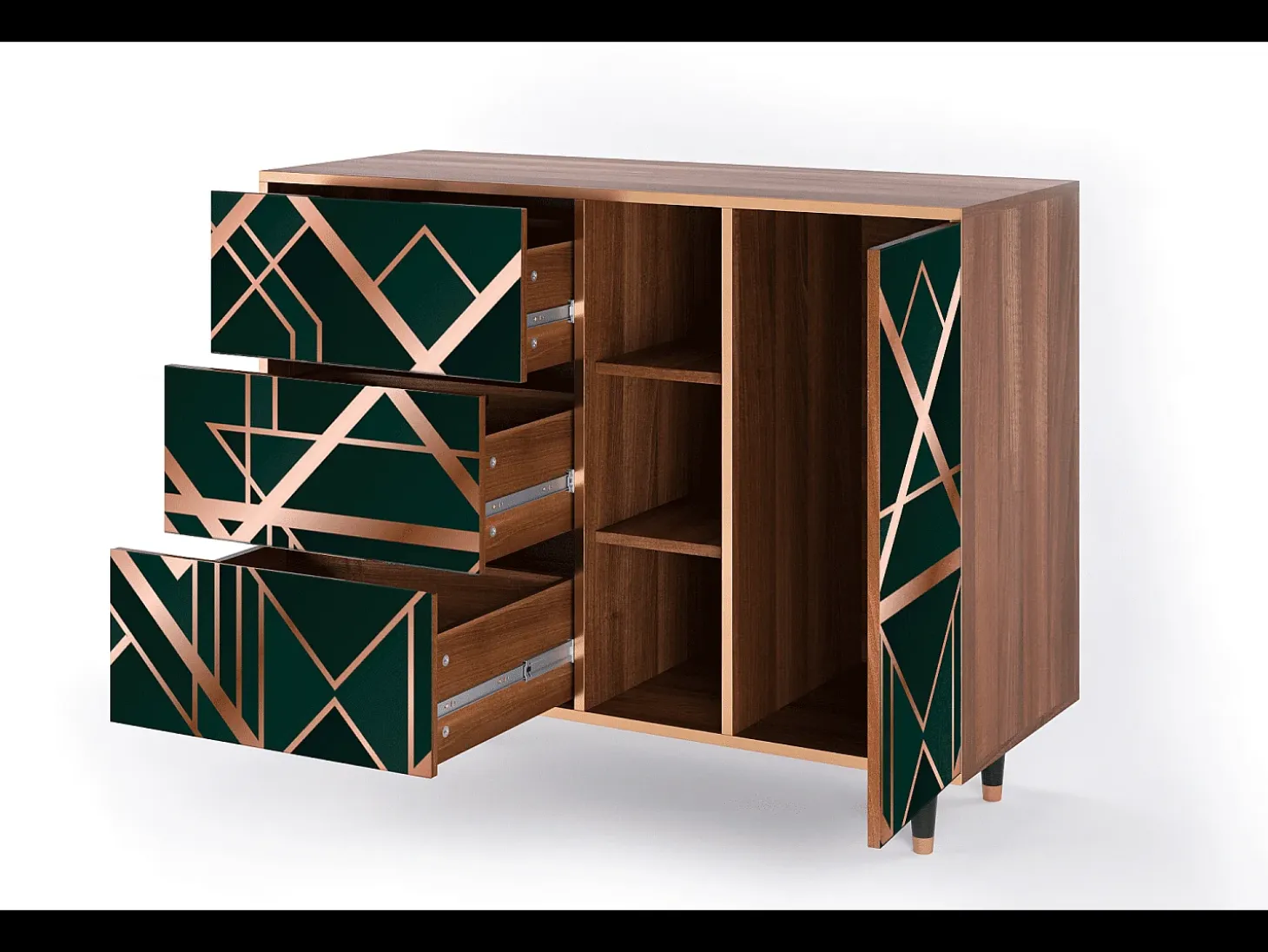 Aparador - 125x98x48 cm - BS2 - Emerald Gatsby, Nogal