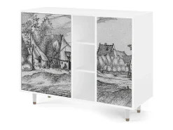 Aparador - 125x98x48 cm - BS2 - Farms in a Village, Blanco