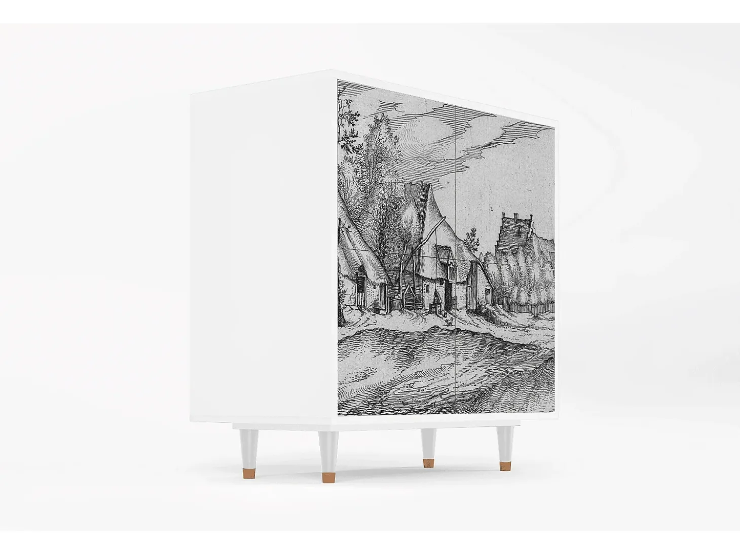 Aparador - 94x96x48 cm - BS3 - Farms in a Village, Blanco
