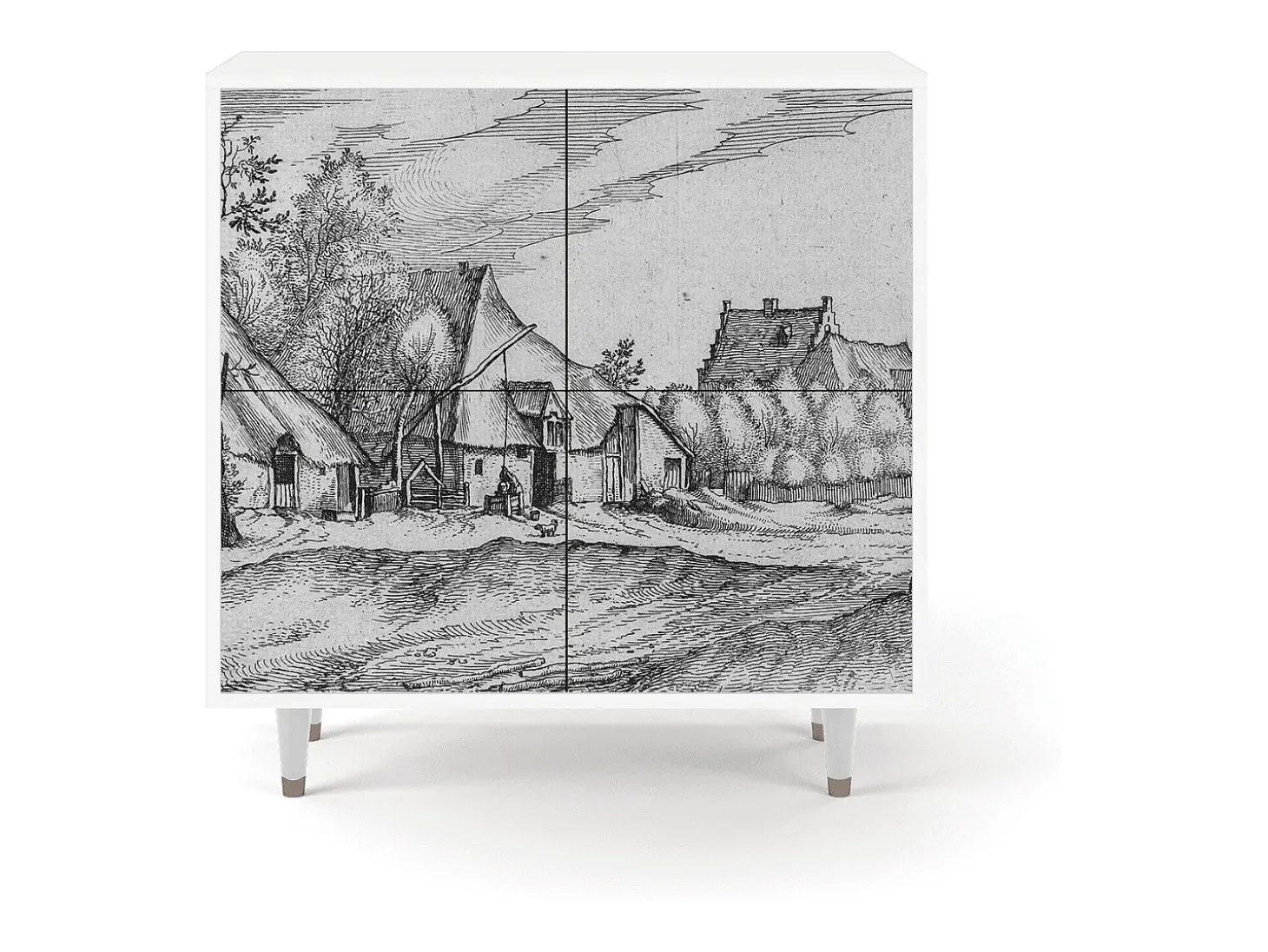 Aparador - 94x96x48 cm - BS3 - Farms in a Village, Blanco