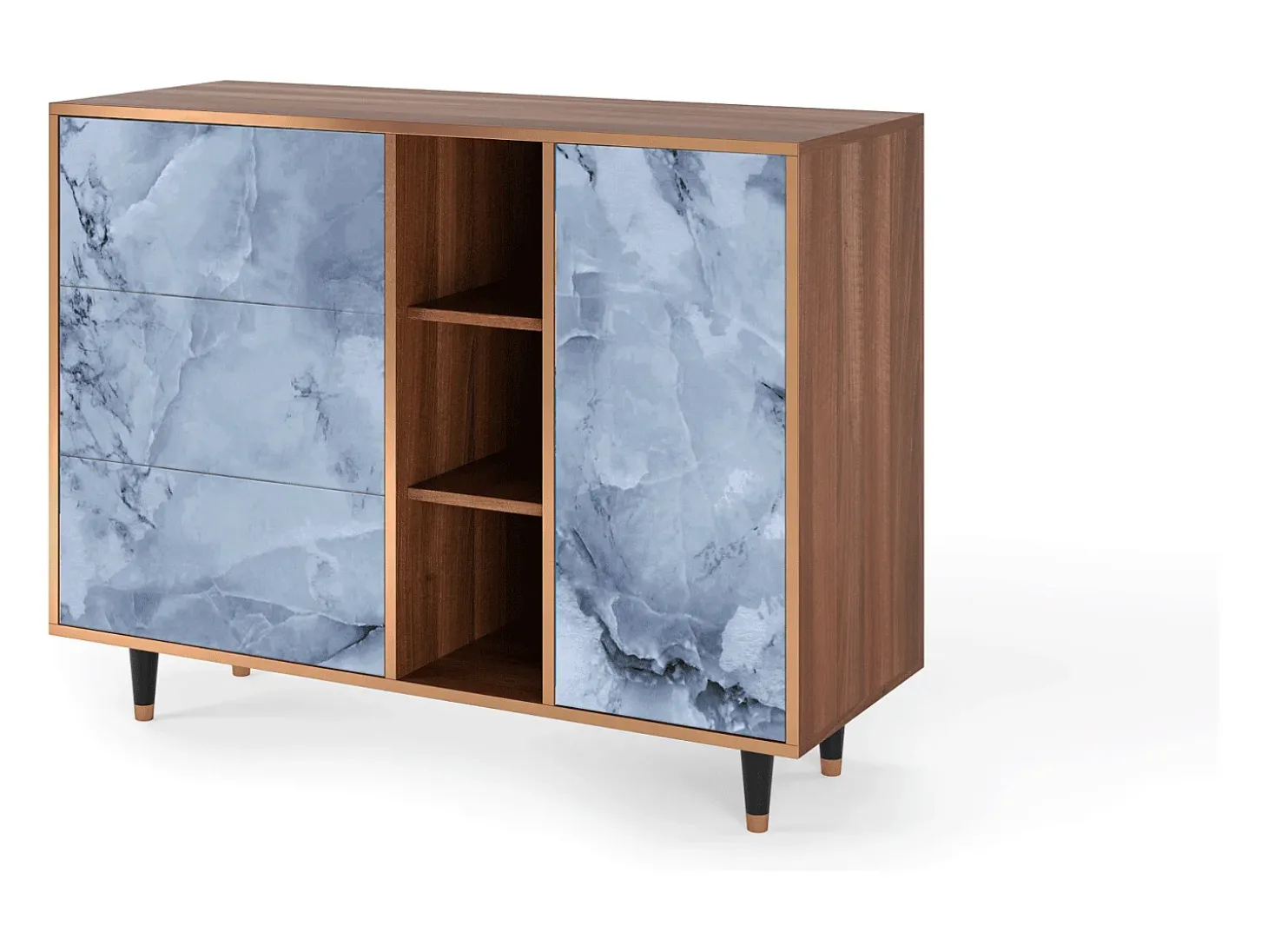 Aparador - 125x98x48 cm - BS2 - Feather Ice, Nogal